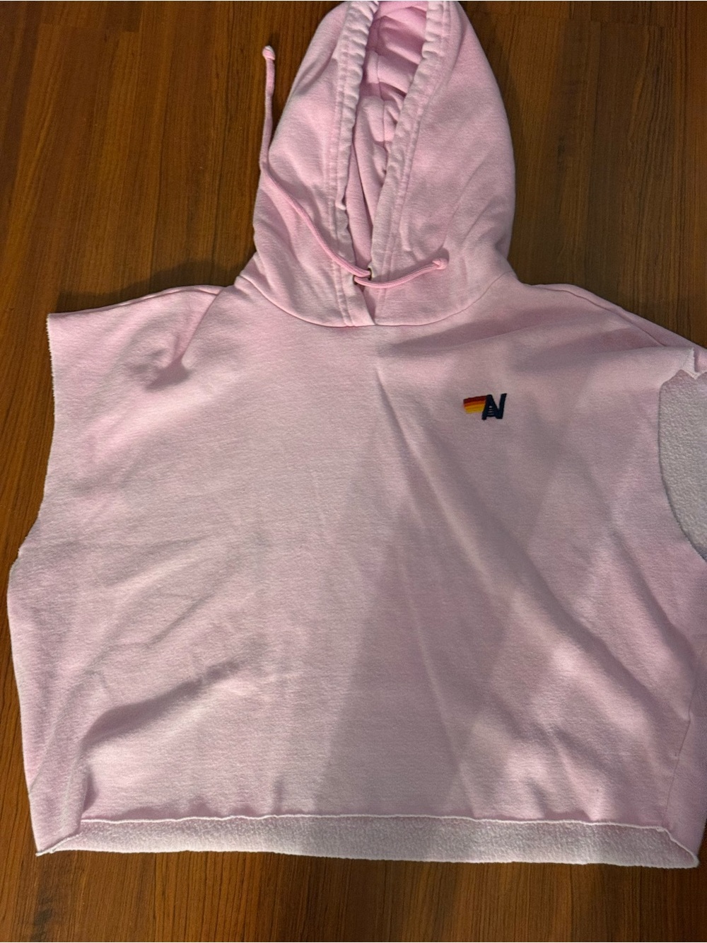 Aviator Nation Pink Cropped Hoodie Sleeveless Sweatshirt